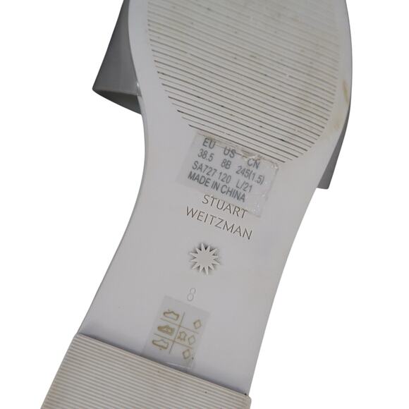 Stuart Weitzman Shoes Womens 8 Sandal Slides Jelly Flat Square Toe Grey Summer - Picture 13 of 13